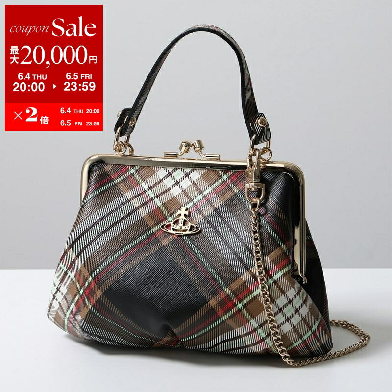 Vivienne Westwood ヴィヴィアンウエストウッド ハンドバッグ GRANNY FRAME PURSE グラニー フレーム パース 52020003U S001K レディース オーブ ショルダーバッグ 鞄 D101/TARTAN-BROWN/BLACK