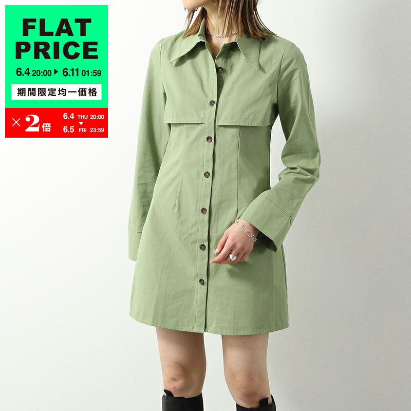 GHOSPELL ゴスペル ワンピース Zola Storm Flap Dress レディース ミニ丈 シャツワンピース チュニック コットン 長袖 Butterfly-Green
