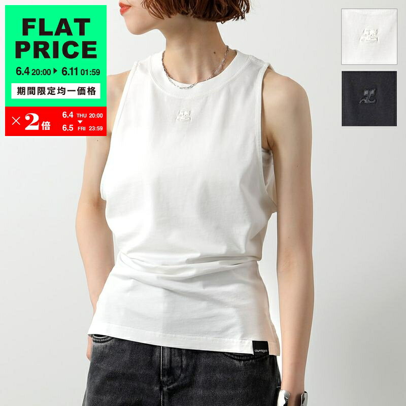 Rakuten - 【15,000均一価格・6/4-20時～】Courreges クレージュ タンクトップ FITTED TANK TOP 125JDE094JS0107 レディース ノースリーブ ロゴ 刺繍 カラー2色【flat_price】