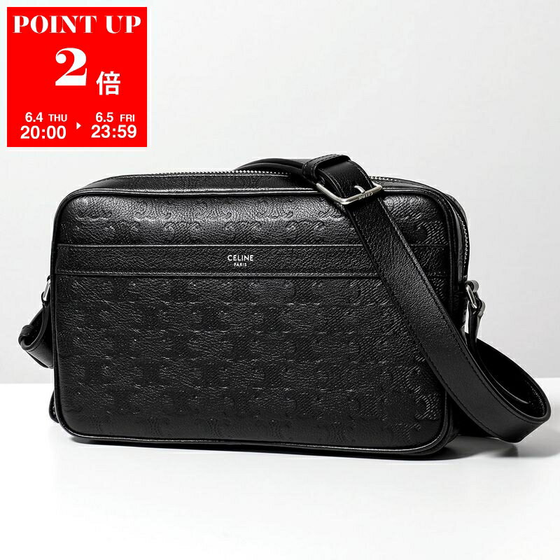  CELINE セリーヌ ショルダーバッグ Horizontal Messenger ホリゾンタル 117003FS3.38SI メンズ トリオンフ レザー ロゴ クロスボディ 鞄 Black