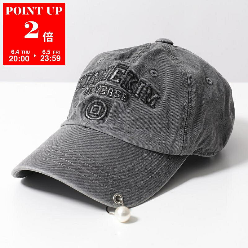  KIMHEKIM キムヘキム ベースボールキャップ UPCYCLED PEARL PIERCED BASEBALL CAP PS25-HT02 レディース コットン 刺繡ロゴ パール 帽子 GREY