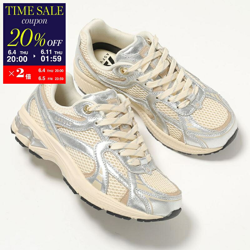 Rakuten - 【20％OFFクーポン対象・6/4-20時～】ASFVLT アスファルト スニーカー CITY RUN レディース ローカット 低反発クッション 軽量 メッシュ 靴 CR010 SILVER-TAN【cp_twen】