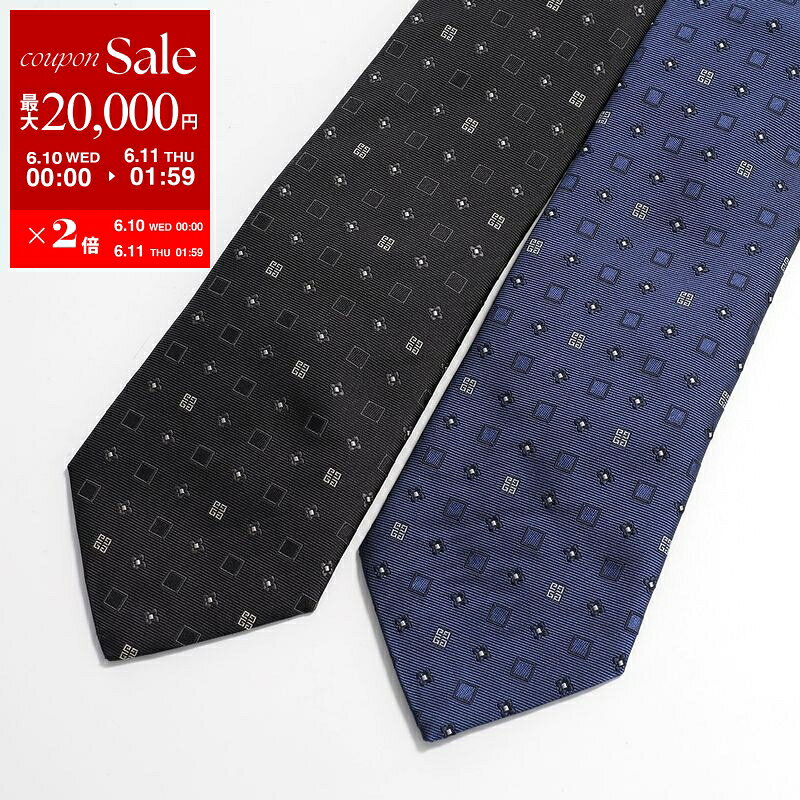 【最大2万円OFFクーポン対象・6/10～6/11-1：59迄】GIVENCHY ジバンシィ ネクタイ J5906 メンズ シルクタイ 4Gエンブレム ジャガード 刺繍ロゴ スモールロゴ レギュラータイ カラー2色【dc_kikaku】