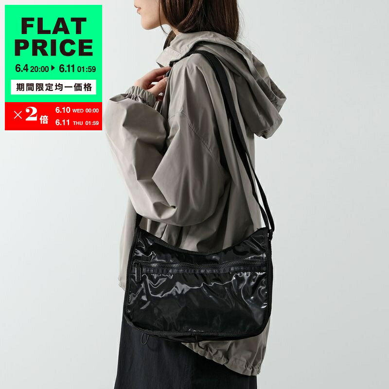 LeSportsac レスポートサック ショルダーバッグ CLASSIC HOBO 7520 レディース ナイロン ホーボーバッグ エナメル 鞄 M135/BLACK-SHINE