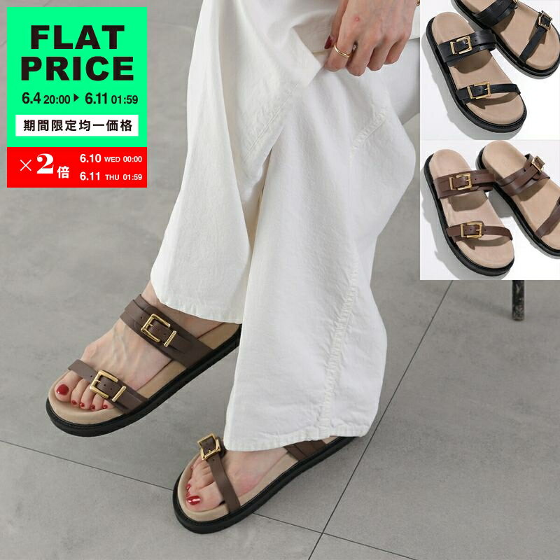 【15,000均一価格 6/11-1時59分迄】CAMINANDO カミナンド サンダル DOUBLE BUCKLE SANDALS 2516W レディース スウェード ダブルバックル フラット シューズ 靴 カラー2色【flat_price】