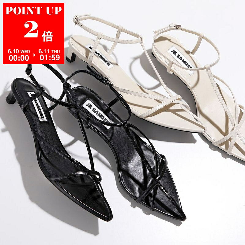 【6/10～6/11-1:59限定・ポイント2倍】 JIL SANDER ジルサンダー サンダル J15WP0129 P6521 レディース レザー ポインテッドトゥ ストラップ シューズ 靴 靴 カラー2色