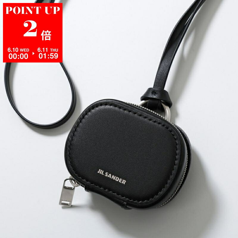 【6/10～6/11-1:59限定・ポイント2倍】 JIL SANDER ジルサンダー イヤホンケース J26VL0032 P5713 メンズ レディース Air Pods エアポッズ レザー ネックストラップ ロゴ 001/BLACK J26VL0032P5713001