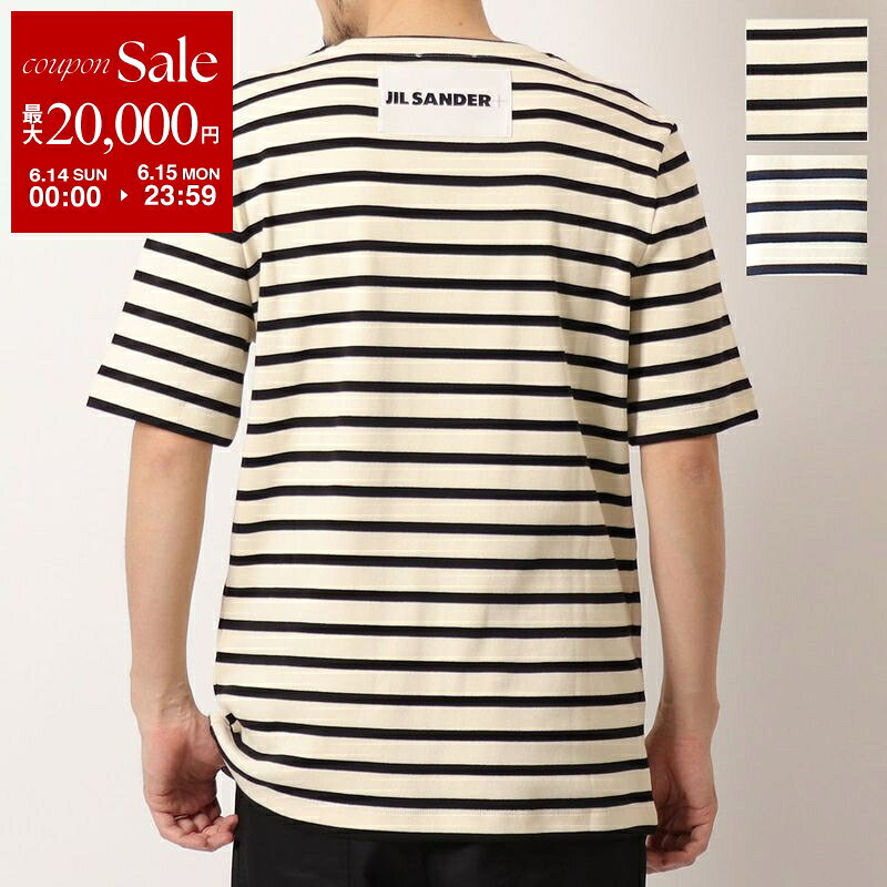 【最大2万円OFFクーポン対象・6/14～6/15限定】JIL SANDER+ ジルサンダー プラス Tシャツ J47GC0109 J46497 メンズ 半袖 カットソー クルーネック ボーダー コットン ロゴ カラー2色