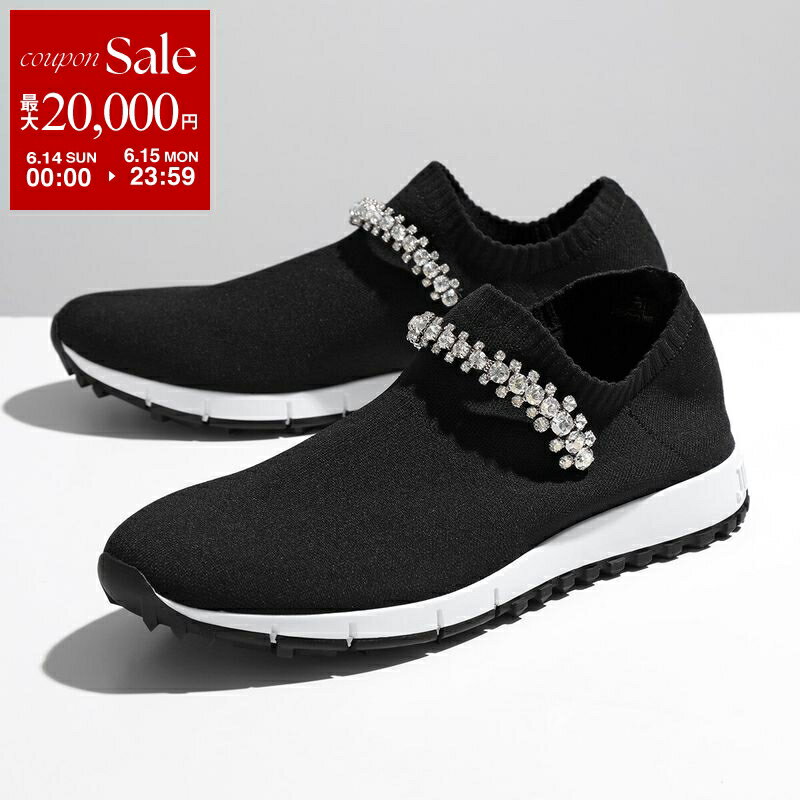 【最大2万円OFFクーポン対象 6/14～6/15限定】Jimmy Choo ジミーチュウ スニーカー VERONA CWK KSC ヴェローナ レディース クリスタル装飾 ニット ソックス ローカット シューズ 靴 BLACK/CRYSTAL