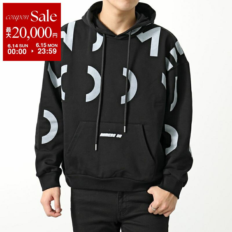  NUMERO 00 ヌメロ フーディー TYPO HOODIE 22154 メンズ スウェットシャツ コットン ロゴ プルオーバー パーカー セットアップ可能 BLACK