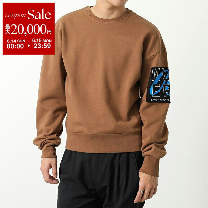  NUMERO 00 ヌメロ スウェットシャツ CREW PATCH NUMERO 22160 メンズ トレーナー ロゴパッチ 裏起毛 コットン クルーネック BROWN