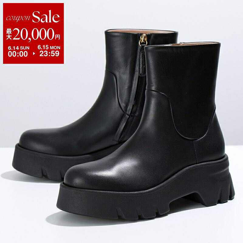 【最大2万円OFFクーポン対象・6/14～6/15限定】 Gianvito Rossi ジャンヴィトロッシ アンクルブーツ MONTEY G73297.20GOM.VGI レディース ショートブーツ レザー ラウンドトゥ 靴 NERO