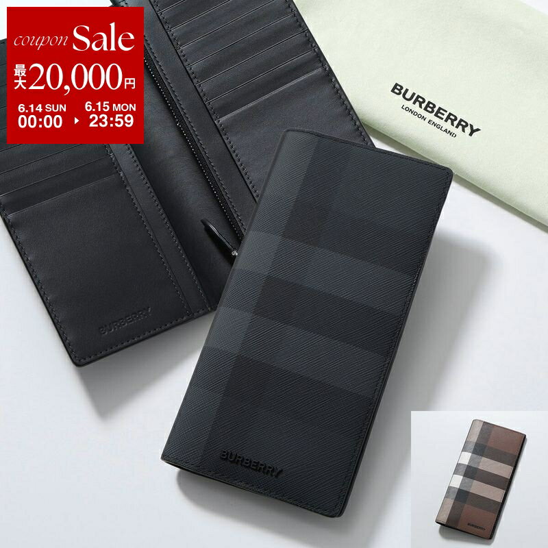 【最大2万円OFFクーポン対象 6/14～6/15限定】BURBERRY バーバリー 二つ折り長財布 CAVENDISH 8070199 8052803 メンズ 小銭入れあり ロンドンチェック ロゴ