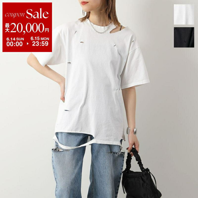 PROVOKE プロヴォーク Tシャツ damage Tshirt PV-010051 レディース 半袖 クルーネック カットソー コットン ダメージ加工 オーバーサイズ カラー2色