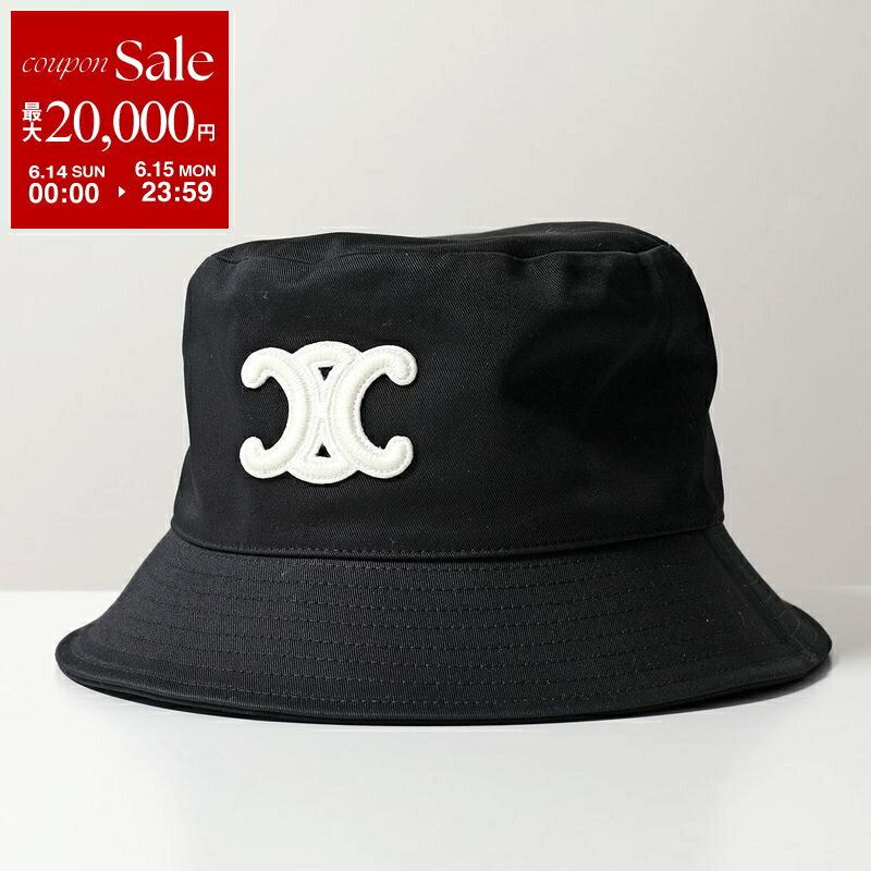 Rakuten - 【最大2万円OFFクーポン対象・6/14～6/15限定】CELINE セリーヌ バケットハット 2AUE5968P.38NO 2AUE5968P.18TO レディース トリオンフ刺繍パッチ コットン 帽子