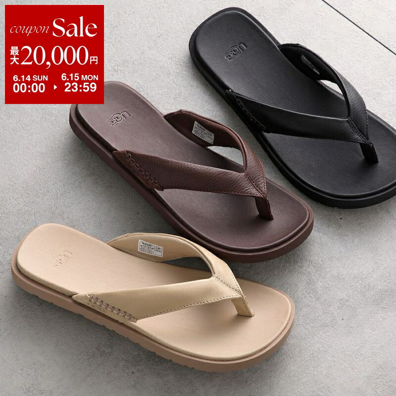 【最大2万円OFFクーポン対象・6/14～6/15限定】UGG アグ トングサンダル Seaside II Flip シーサイド フリップ 1166610 メンズ レザー ロゴ シューズ 靴