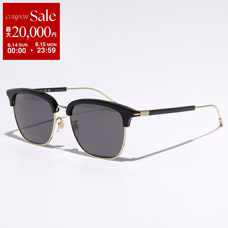 【最大2万円OFFクーポン対象・6/14～6/15限定】GUCCI グッチ サングラス GG1275SA メンズ サーモントブロー型 コンビネーション セルフレーム メタルフレーム フルリム クリングスタイプ アジアンフィット 001/BLACK-GOLD-GREY