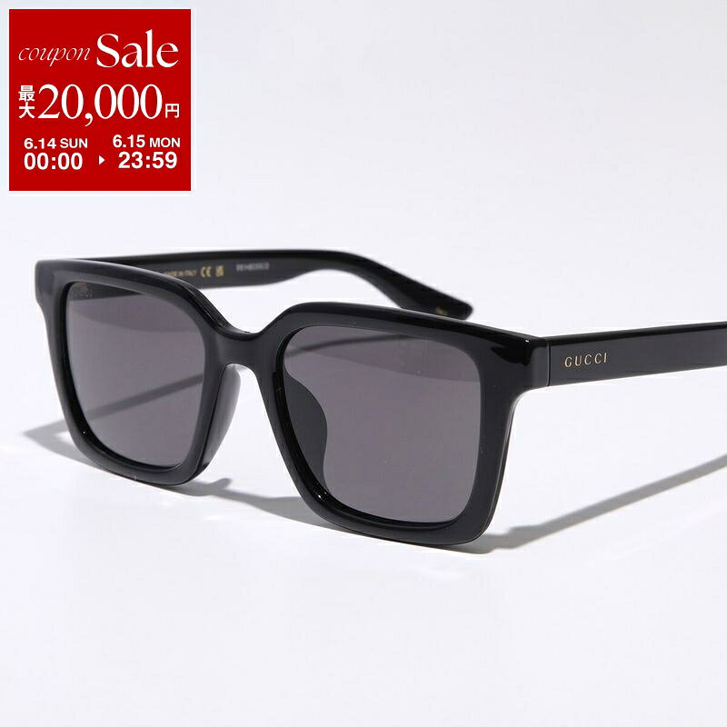 【最大2万円OFFクーポン対象・6/14～6/15限定】GUCCI グッチ サングラス GG1582SK メンズ ウェリントン型 セルフレーム フルリム アジアンフィット ロゴ アイウェア 001/BlackBlackGrey