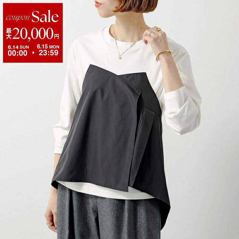 UN-SOPHIE アンソフィー 長袖 カットソー BUSTIER DOCKING L/S Tops USM2509252 レディース レイヤード ビスチェ リボン WHITE/BLACK