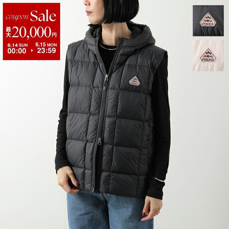 PYRENEX ピレネックス ダウンベスト Bassia Vest バシア ベスト HWY033 レディース ライトダウン 軽量 ロゴ ナイロン フード付 パッカブル仕様 カラー2色