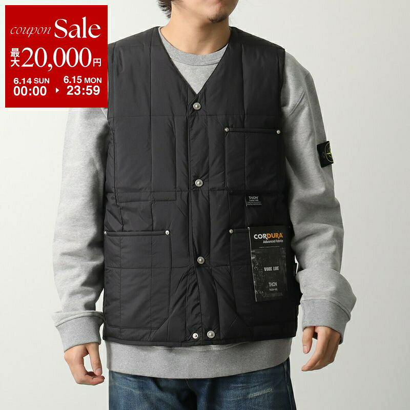 【最大2万円OFFクーポン対象・6/14～6/15限定】TAION タイオン ダウンベスト 001BWK メンズ ワーク Vネック ボタン インナーダウン ノースリーブ ナイロン ジレ パッカブル仕様 収納ポーチ付き BLACK