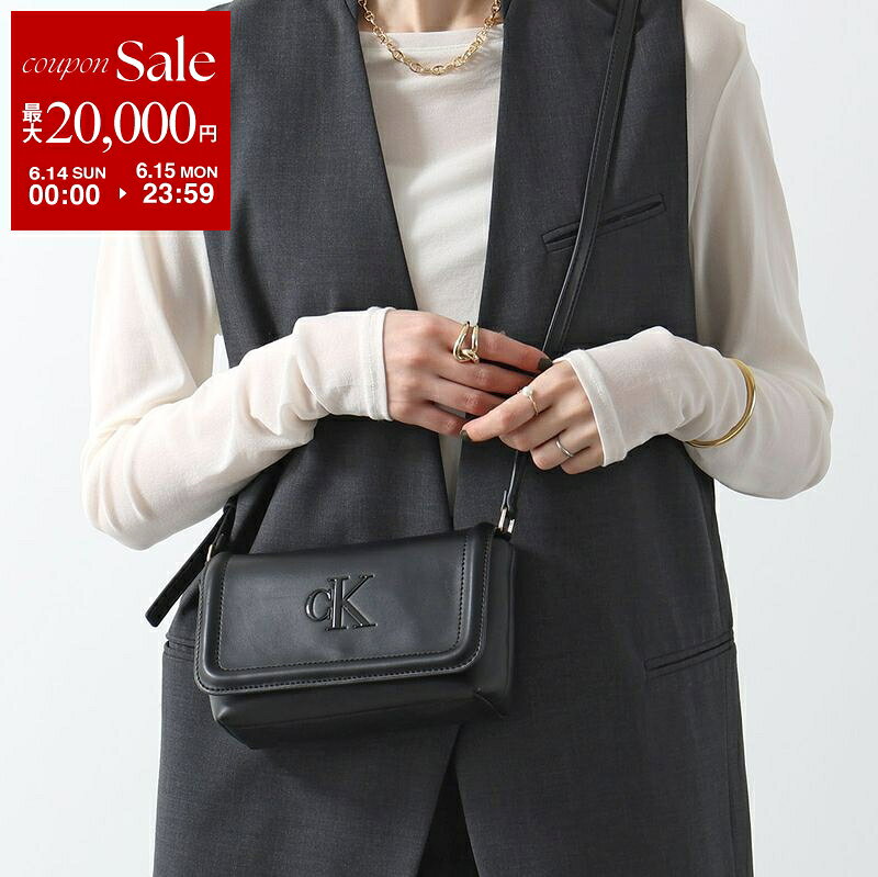 【最大2万円OFFクーポン対象・6/14～6/15限定】Calvin Klein カルバンクライン ショルダーバッグ BOLD CK FLAP CROSSBODY ボールド フラップ クロスボディ LV04F1027G レディース 鞄 UB1/Black