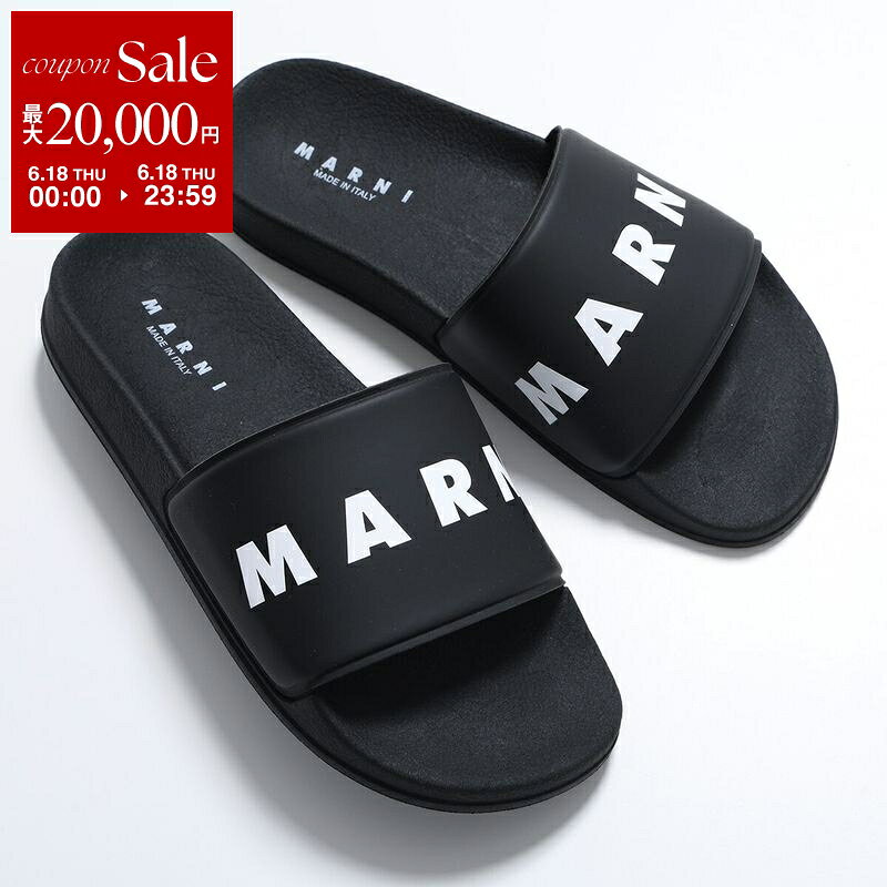 MARNI KIDS マルニ キッズ サンダル 82351 レディース ガールズ ロゴ シャワーサンダル イタリア製 フラットシューズ 靴 NERO/MARNI-BIANCO