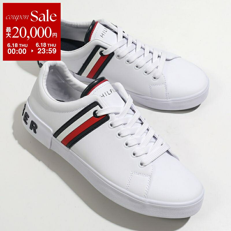 【最大2万円OFFクーポン対象 6/18限定】TOMMY HILFIGER トミー ヒルフィガー スニーカー RAMUS メンズ ローカット フェイクレザー ロゴ シューズ 靴 WHITE