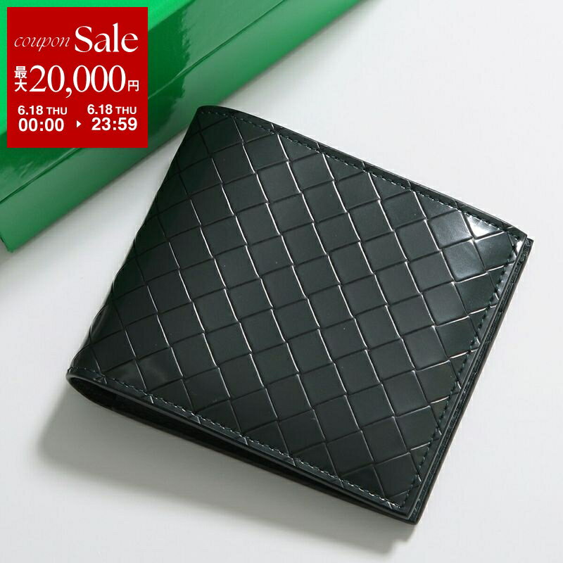 BOTTEGA VENETA ボッテガヴェネタ 二つ折り財布 743211 VT273 メンズ イントレチャート パテントレザー エナメル 小銭入れなし ミニ財布 3187