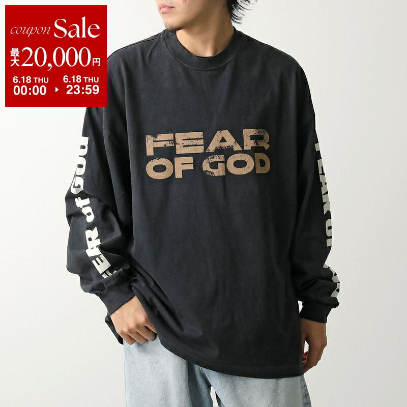【最大2万円OFFクーポン対象 6/18限定】FEAR OF GOD フィアオブゴッド Tシャツ FG25FW10-10402HWJ メンズ カットソー 長袖 クルーネック コットン ロゴ オーバーサイズ Black