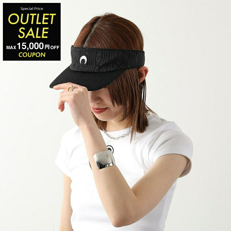 Marine Serre マリーン セル サンバイザー Regenerated Moire Visor UHG037 レディース 三日月 モチーフ 刺繍 帽子 BK99/BLACK