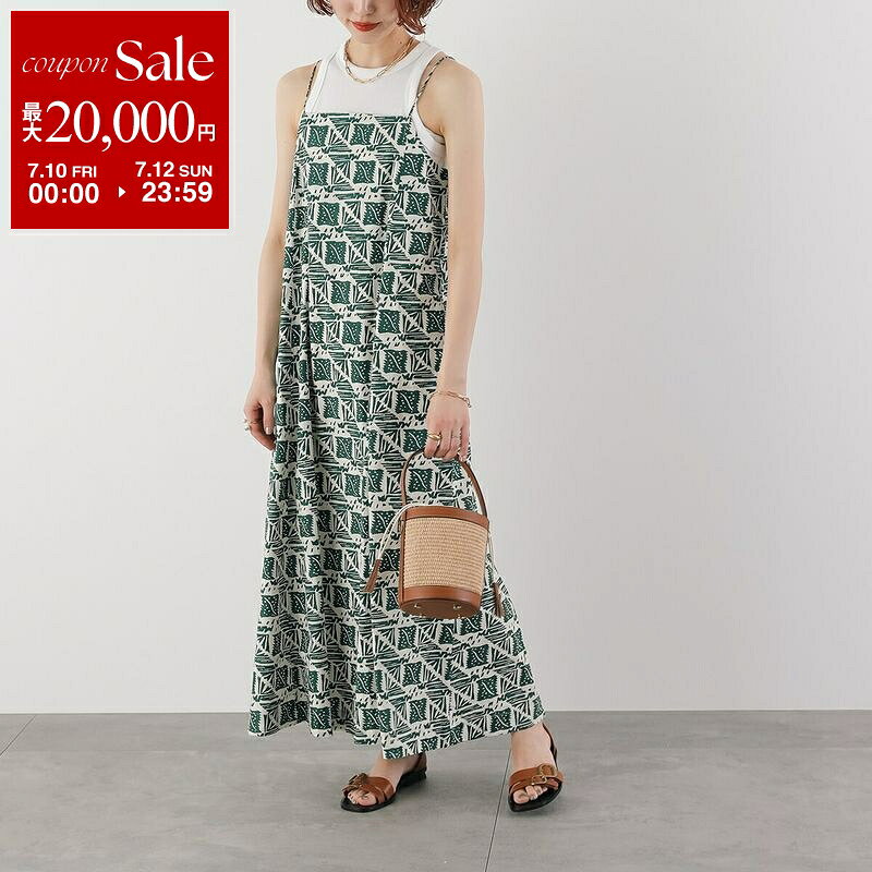 Sara mallika サラマリカ ワンピース Cotton Poplin Print Cami Dress 020551SM1 レディース キャミソール コットン 幾何学柄 マキシ丈 Aライン GREEN