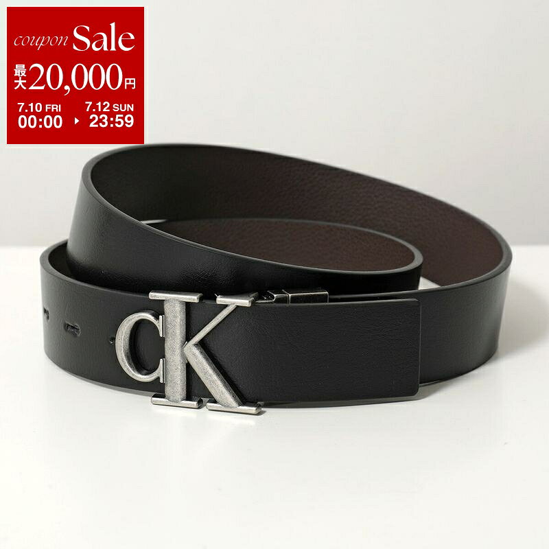 Calvin Klein カルバンクライン ベルト CK BUCKLE TUMBLED 35MM ADJ/REV バックル タムブルド LV04D7049G メンズ リバーシブル レザー V8L/Black-CK-Dark-Brown