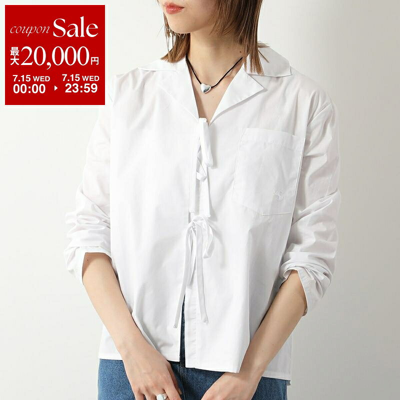 OperaSPORT オペラスポーツ ブラウス TAVON SHIRT タボン シャツ J32 レディース コットン リボン 長袖 胸ポケット WHITE