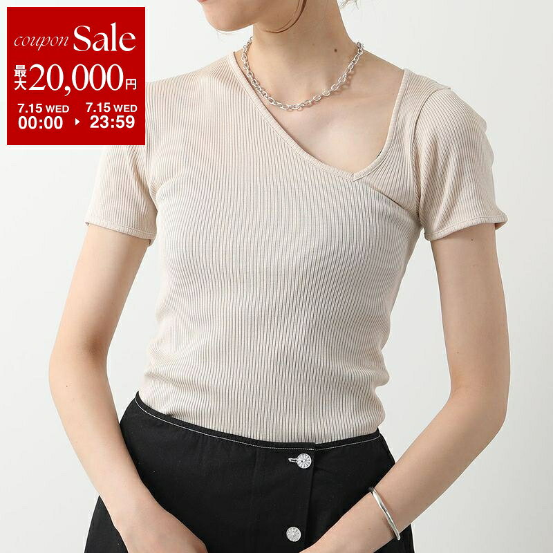 OperaSPORT オペラスポーツ 半袖 Tシャツ EVELINA SEAMLESS TOP N1ED13 レディース リブ ストレッチ タイト シルク カットソー OAT-MILK