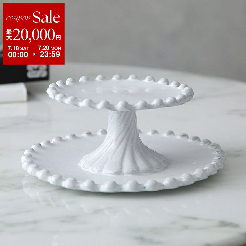 Astier de Villatte アスティエ・ド・ヴィラット ケーキスタンド Adelaide Two Tier Serving Tray CPHADL1 2段 陶器 プレート