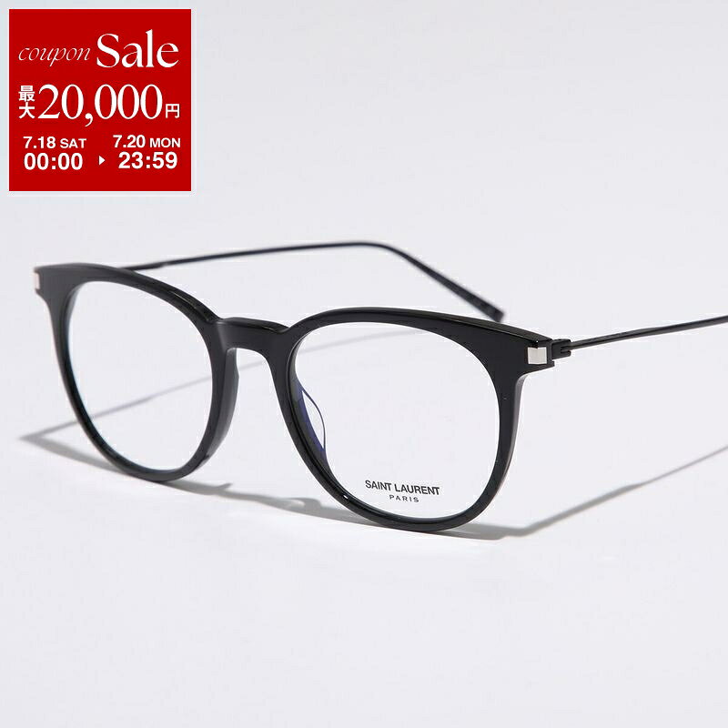 SAINT LAURENT サンローラン メガネ SL 579 メンズ レディース ウェリントン型 セルフレーム コンビネーション フルリム めがね 眼鏡 001/BLACK-BLACK-TRANSPARENT