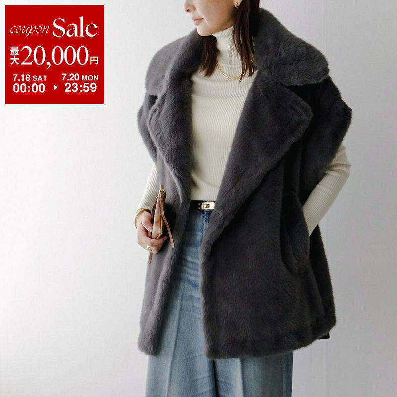 MARECHAL TERRE マルシャル・テル ファーベスト ZMT254VT313 レディース フェイクファー 中綿入り ジレ ミディ丈 017-c/gry