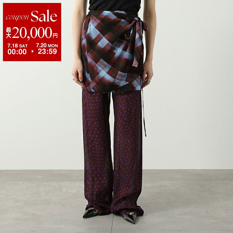  DRIES VAN NOTEN ドリスヴァンノッテン パンツ PRITTY 010953 2252 レディース 水玉 チェック柄 プリント スカート レイヤー ストレート 357/AUB