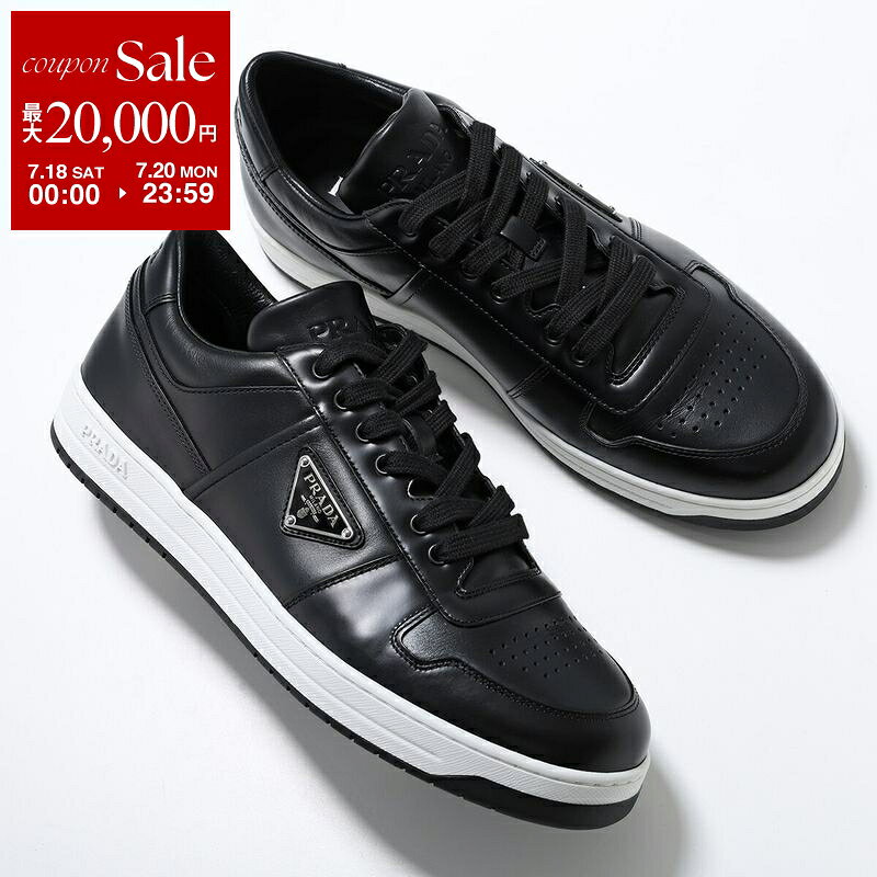  PRADA プラダ スニーカー 2EE364 3LJ6 メンズ ローカット レザー トライアングルロゴ メタルロゴ 軽量ソール シューズ 靴 F0632/NERO1