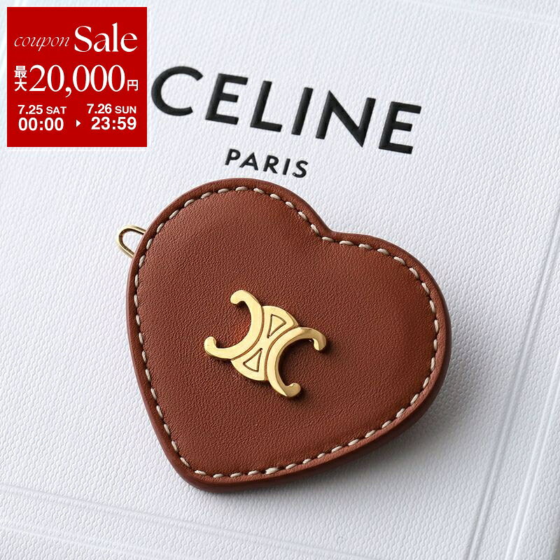 CELINE セリーヌ ヘアクリップ 461OI3BCF.04TG レディース レザー Triomphe トリオンフ ハート ヘアピン ヘアアクセサリー Tan