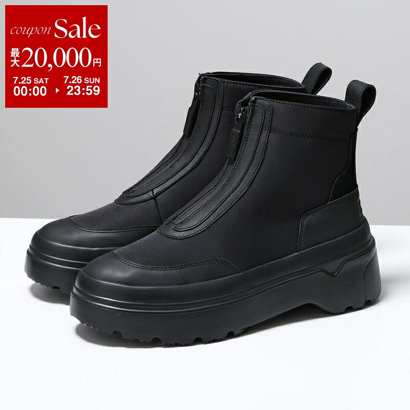 【最大2万円OFFクーポン対象・7/25～7/26限定】HUNTER ハンター レインブーツ EXPLORER ANKLE ZIP FLATFORM WFS1000LNY レディース ショートブーツ 軽量 撥水 ジップアップ シューズ 靴 BLK/BLACK【dc_kikaku】