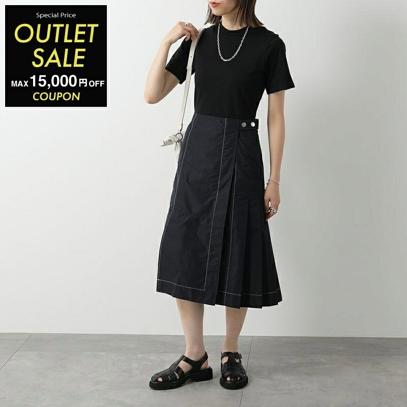 3.1 Phillip Lim スリーワンフィリップリム ワンピース E241-90139LCE レディース 半袖 Tシャツ プリーツ コンビ コットン ミディ丈 BLACK-MIDNIGHT