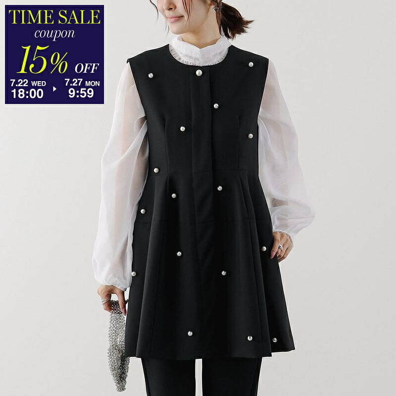 PICCIN PERLA ピッチン ベスト 904570 レディース パール ジレ フレア ノースリーブ 91
