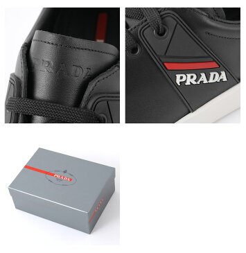 PRADA LINEA ROSSA プラダ スポーツライン 4E3197 6DT F0967 レザー ローカット スニーカー シューズ カラーNERO+BIANCO メンズ