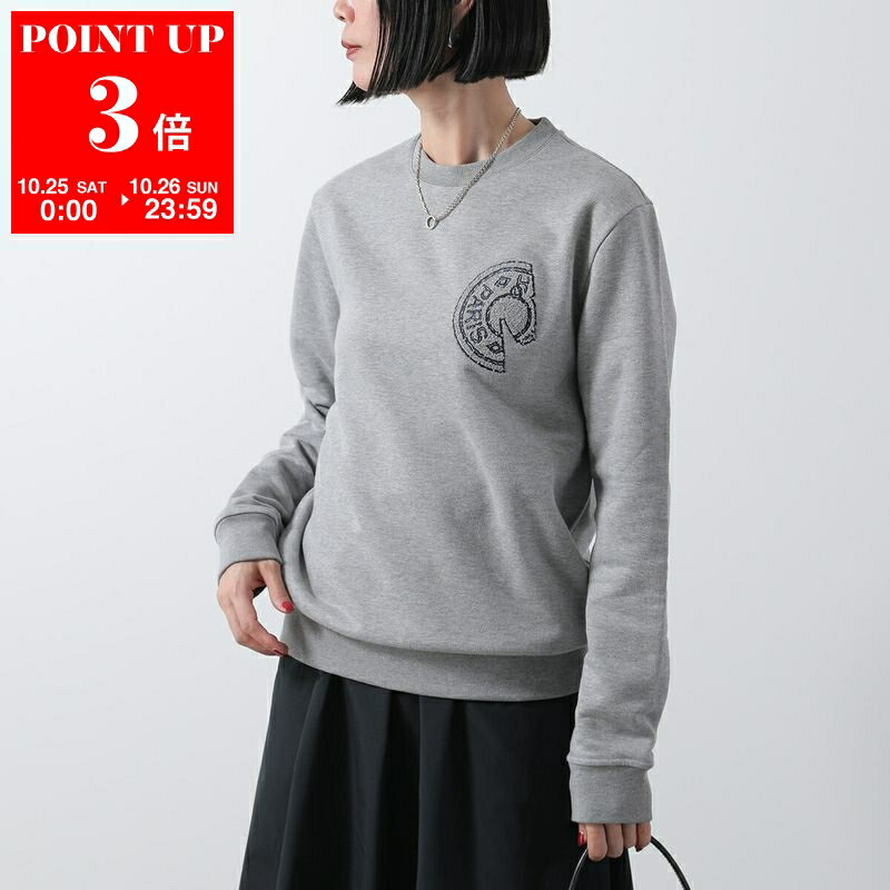 HERMÈS スウェット@大幅値下げ中 カレッジロゴ刺繍サイドスリット裏起毛オーバーサイズスウェット