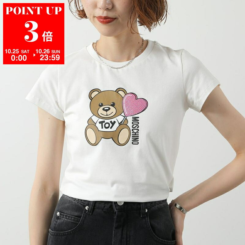 MOSCHINO KIDS モスキーノ キッズ 半袖 Tシャツ HDM06K LBA00 レディース ガールズ コットンブレンド クルーネック ロゴT テディベア 10063