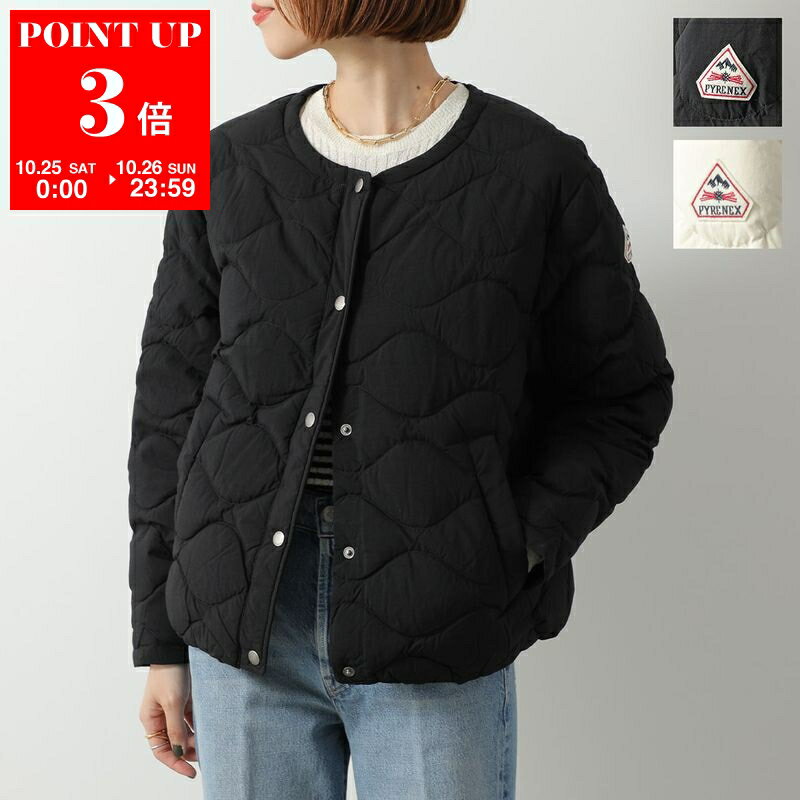 PYRENEX アイボリー ノーカラーダウンジャケット PYRENEX (ピレネックス) キルティング ノーカラー ダウン