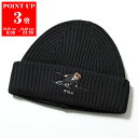 Polo Ralph Lauren ポロラルフローレン ニット帽 PC1377 レディース ビーニー ニットキャップ テディベア ロゴ刺繍 ウール リブ 帽子 001