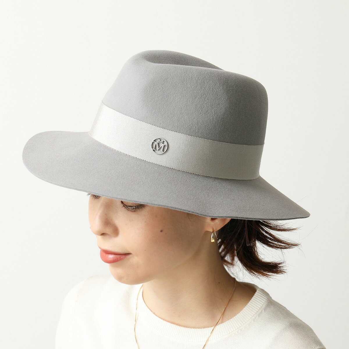 Maison Michel メゾンミッシェル 1002 048 003 HENRIETTA HAT フェルトハット 帽子 PEARL-GREY レディース